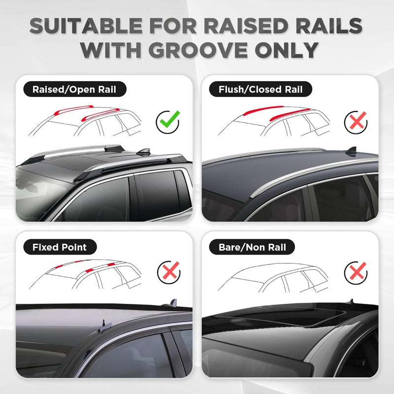 TANX Roof Rack Cross Bars with 4 Anti-Theft Locks | Heavy-Duty Universal Roof Rack (200lbs Capacity) | Universal Cross Bars That Fit Most Raised Side Rails Vehicles/SUVs (with Gap Design) - Image 2